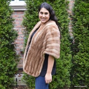 Mink Authentic Natural Pastel Stole Shawl Plus